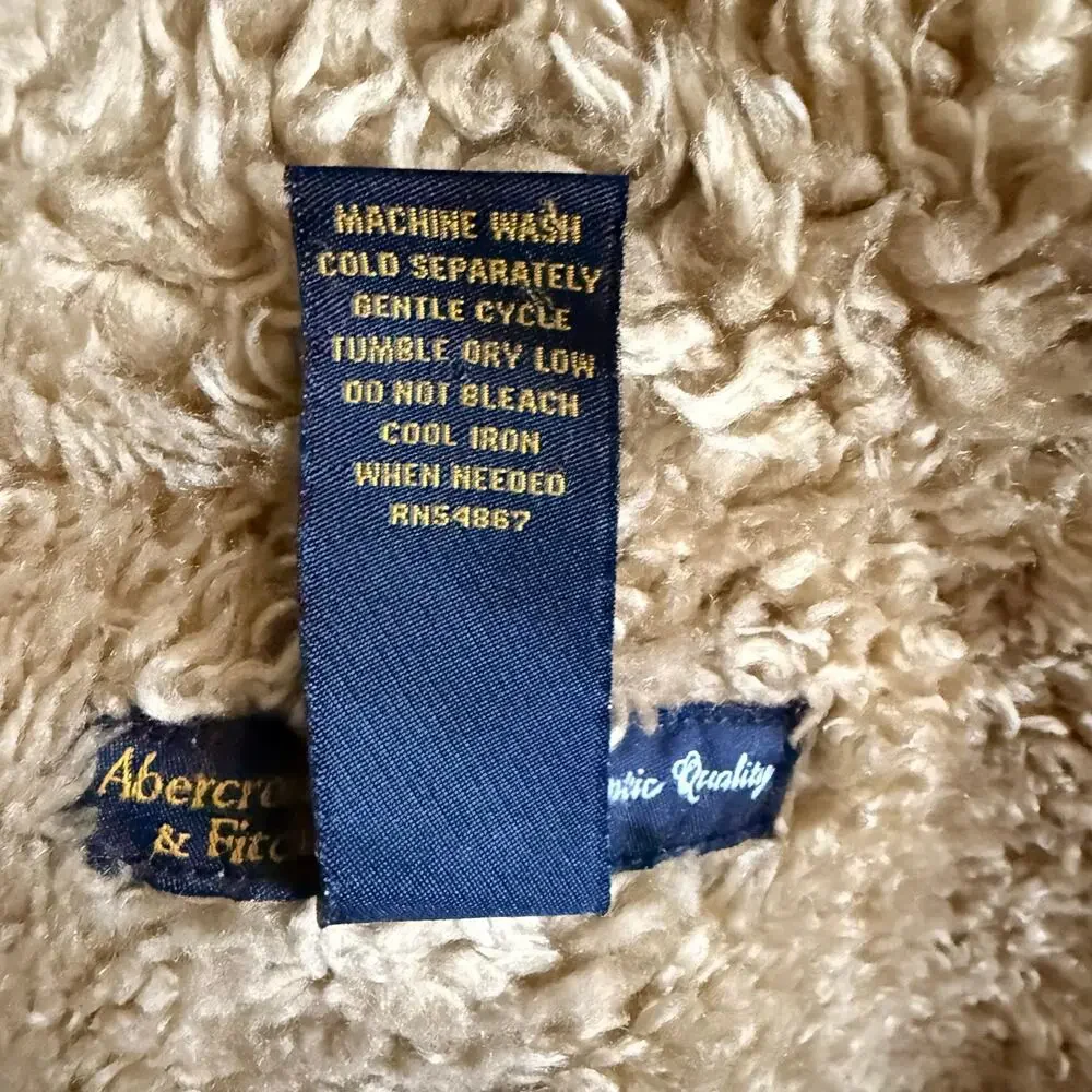 Abercrombie & Fitch Women's Blue Denim Sherpa Jacket Button Front Size L